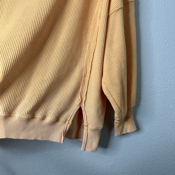 American Eagle Big Hug Waffle Sweatshirt Women’s Medium Yellow Oversized - Picture 4 of 8